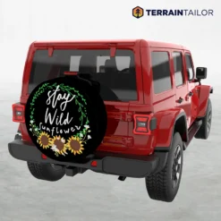 Stay Wild Sunflower Spare Tire Cover – Floral Boho Design