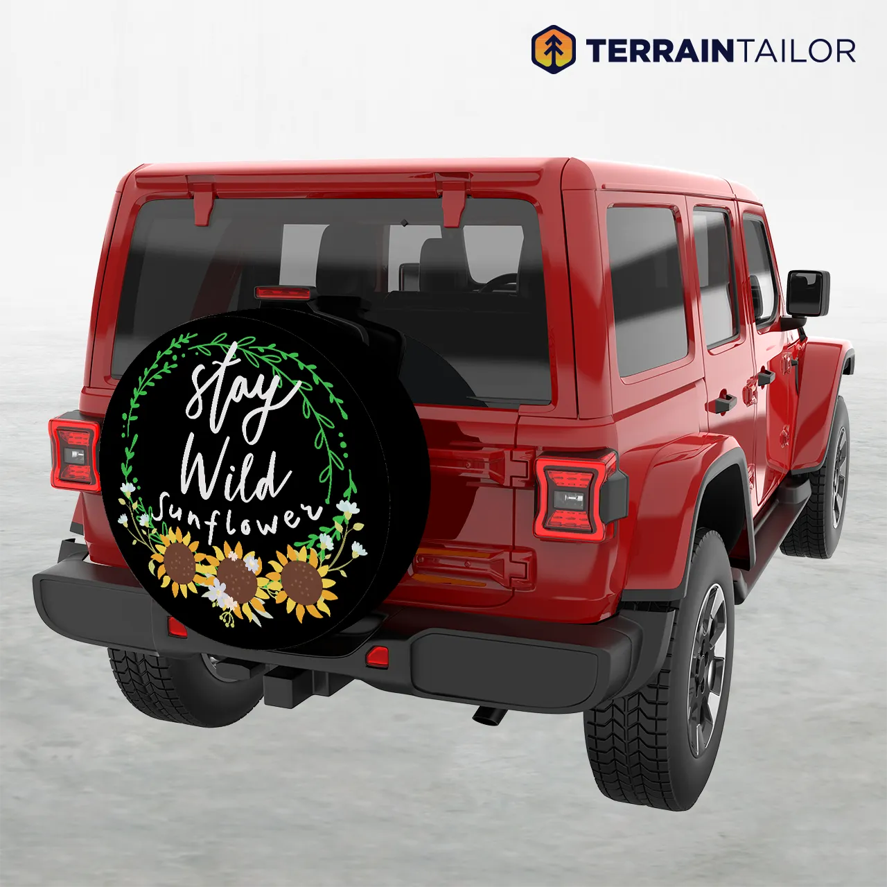 Stay Wild Sunflower Spare Tire Cover – Floral Boho Design