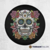 Sugar Skull with Floral Details Tire Cover