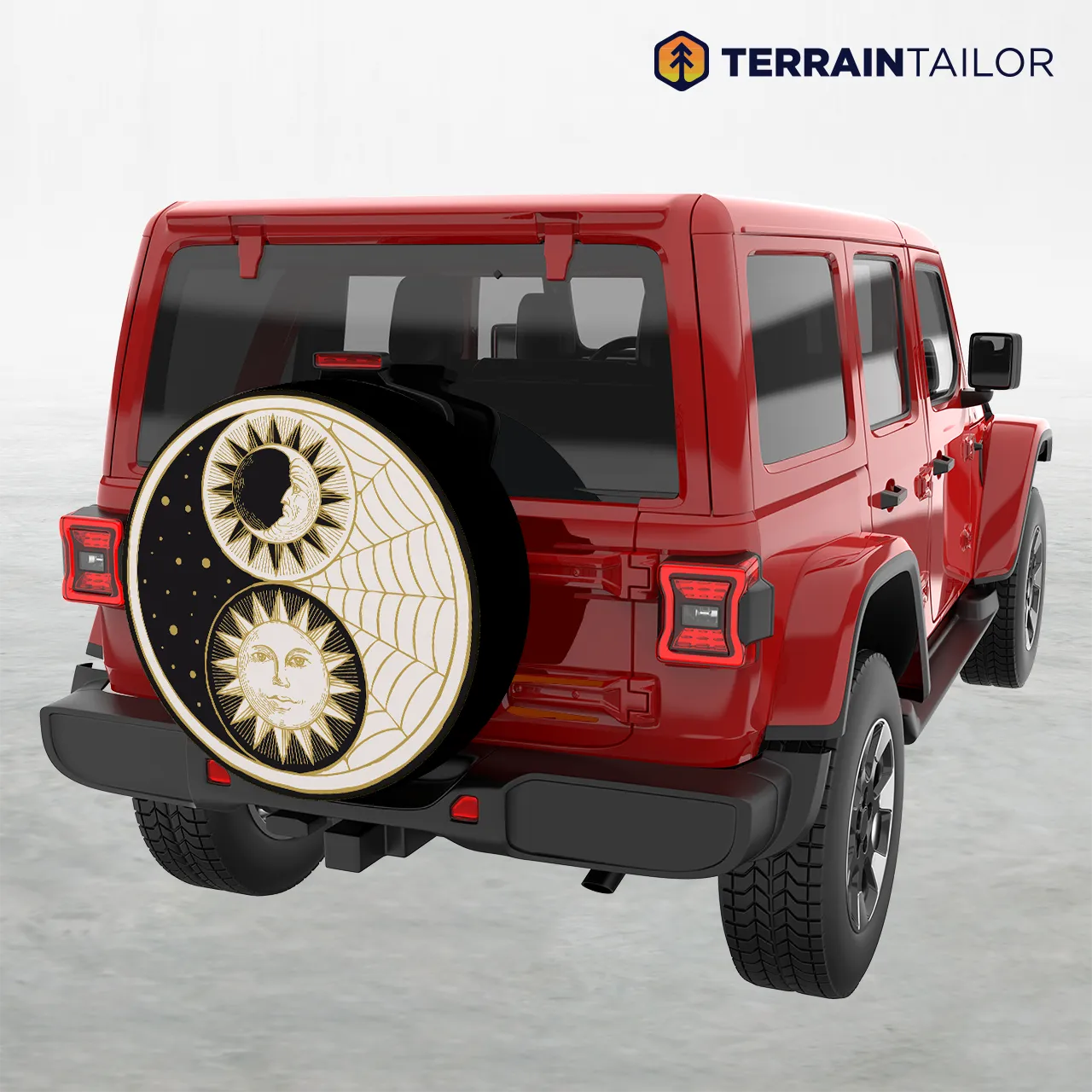 Sun and Moon Yin Yang Tire Cover