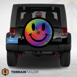 Tie-Dye Smiley Face Spare Tire Cover