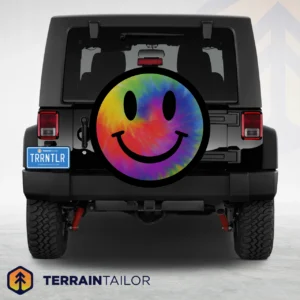 Tie-Dye Smiley Face Spare Tire Cover