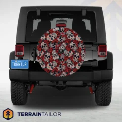Day of the Dead Sugar Skull Pattern Tire Cover