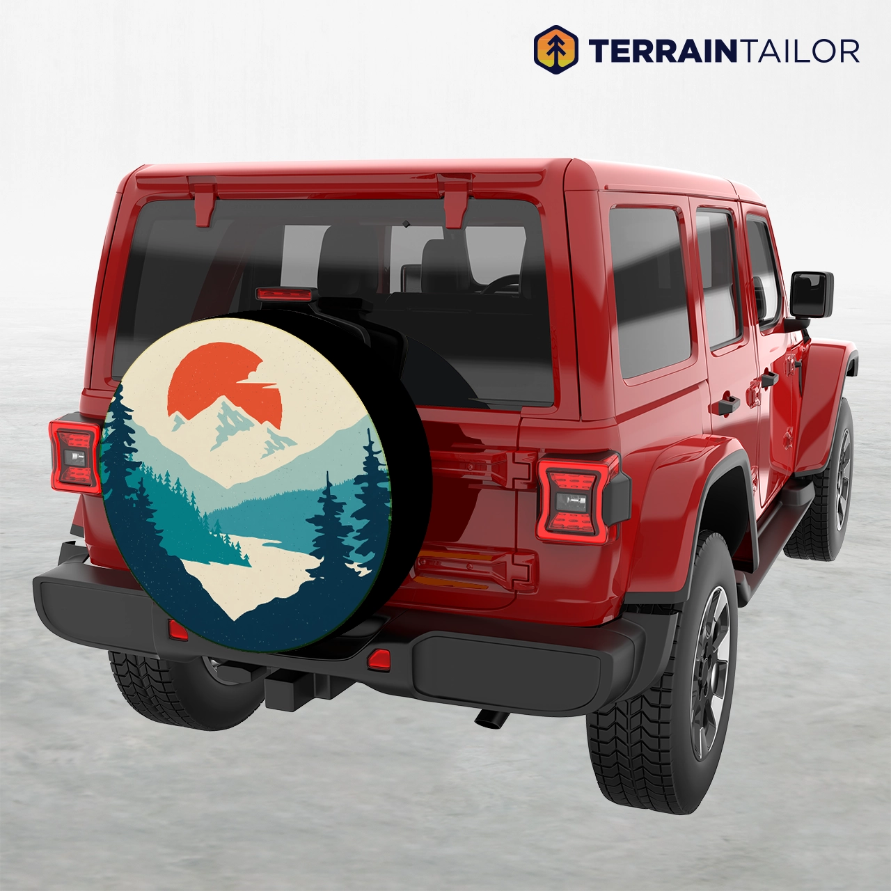 Vintage Mountain Landscape Spare Tire Cover