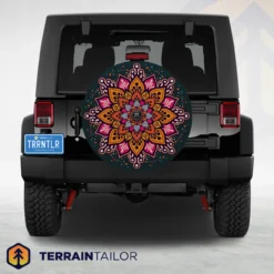 Vivid Mandala Tire Cover – Colorful, Symmetrical, and Eye-Catching