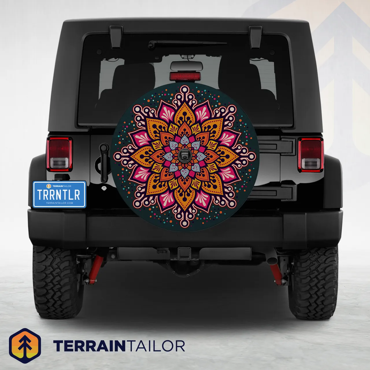 Vivid Mandala Tire Cover – Colorful, Symmetrical, and Eye-Catching