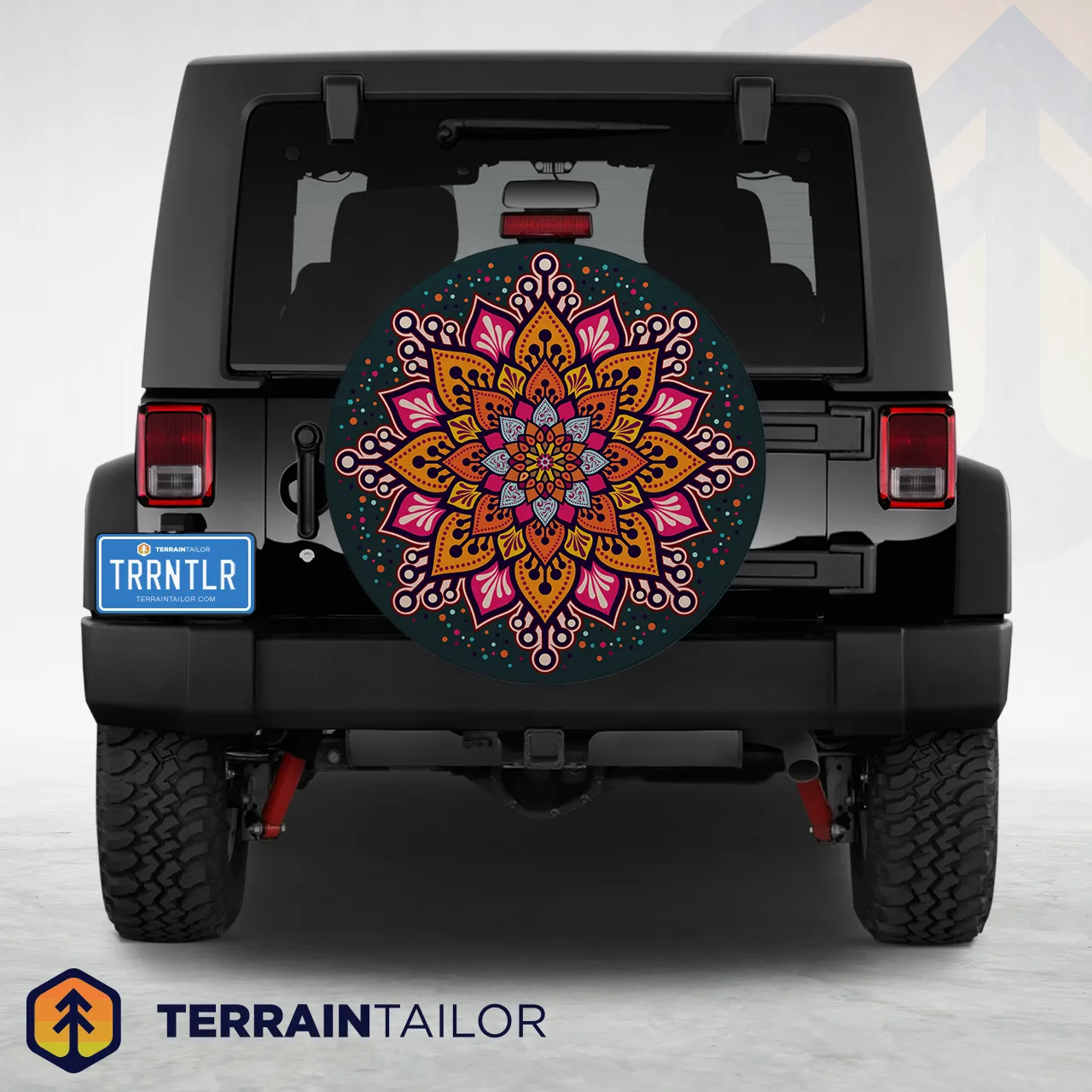 Vivid Mandala Tire Cover – Colorful, Symmetrical, and Eye-Catching