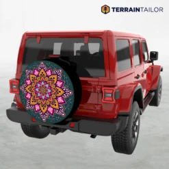Vivid Mandala Tire Cover – Colorful, Symmetrical, and Eye-Catching