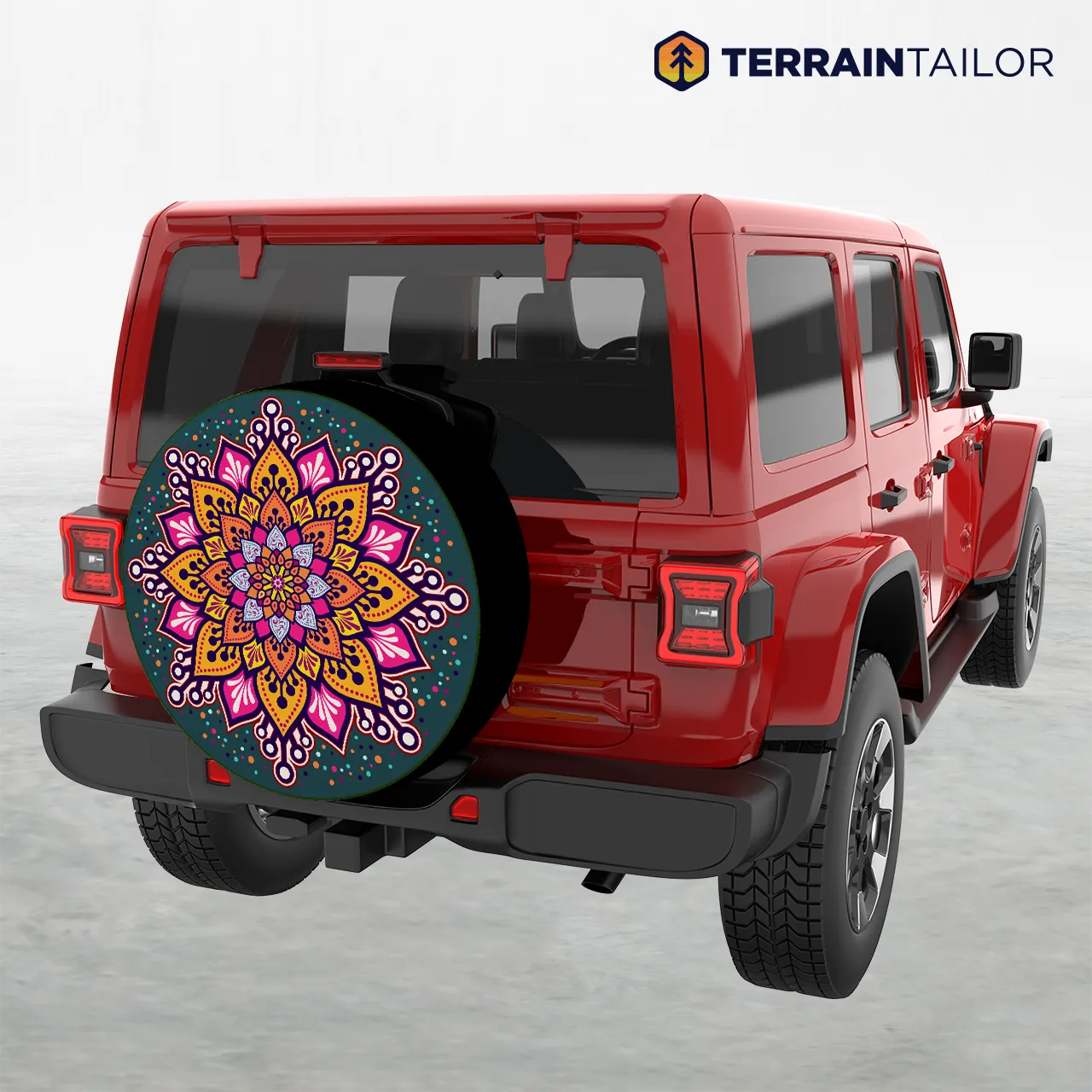 Vivid Mandala Tire Cover – Colorful, Symmetrical, and Eye-Catching