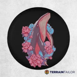 Floral Whale Spare Tire Cover