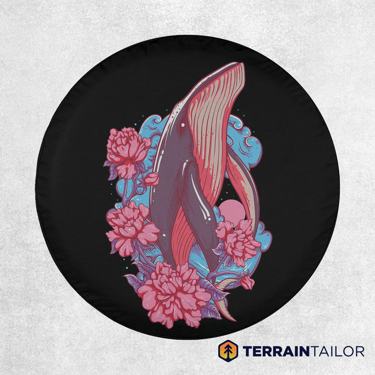 Floral Whale Spare Tire Cover
