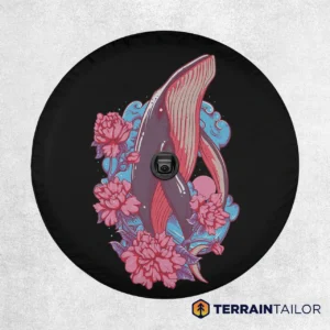 Whale & Flowers - Spare Tire Cover