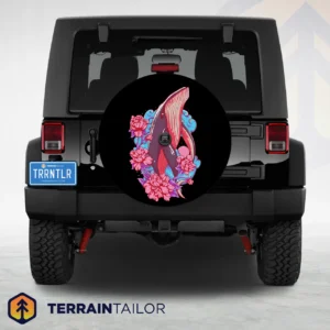 Whale & Flowers - Spare Tire Cover
