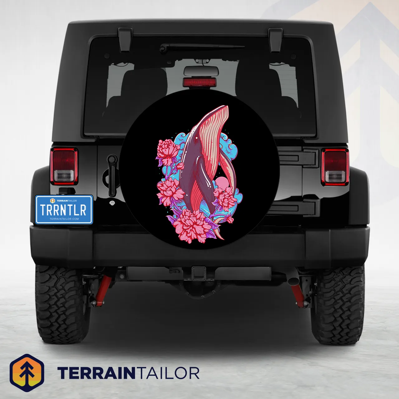 Floral Whale Spare Tire Cover