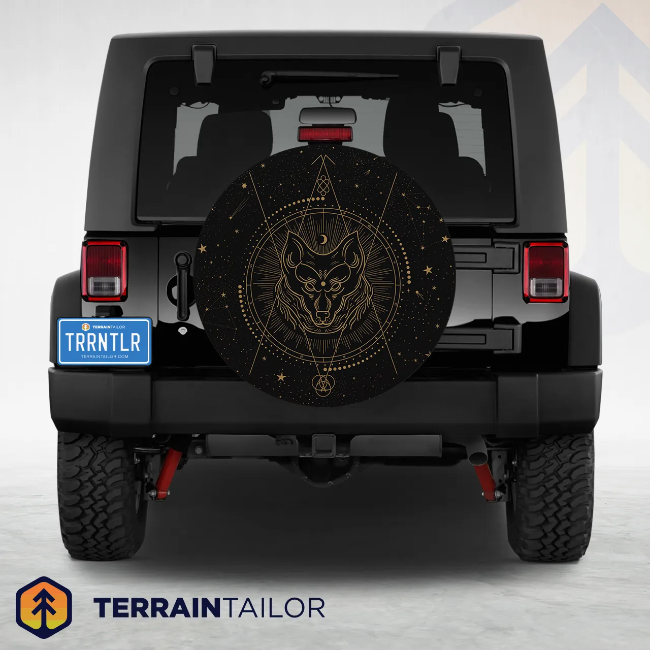 Celestial Wolf Totem Tire Cover – Sacred Geometry Design