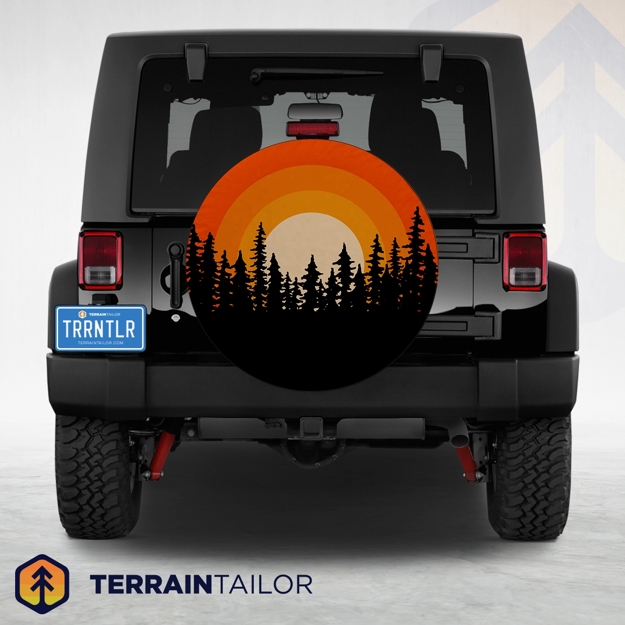 Forest Silhouette Sunset Spare Tire Cover