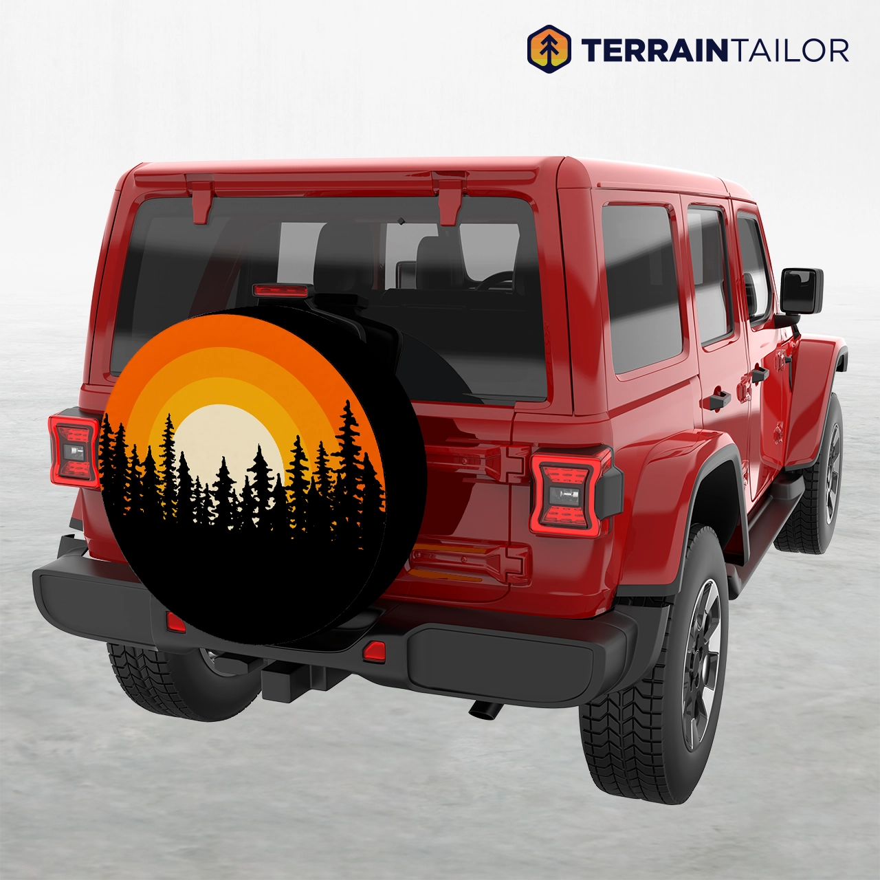 Forest Silhouette Sunset Spare Tire Cover