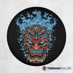 Tiki Flame Mask Spare Tire Cover