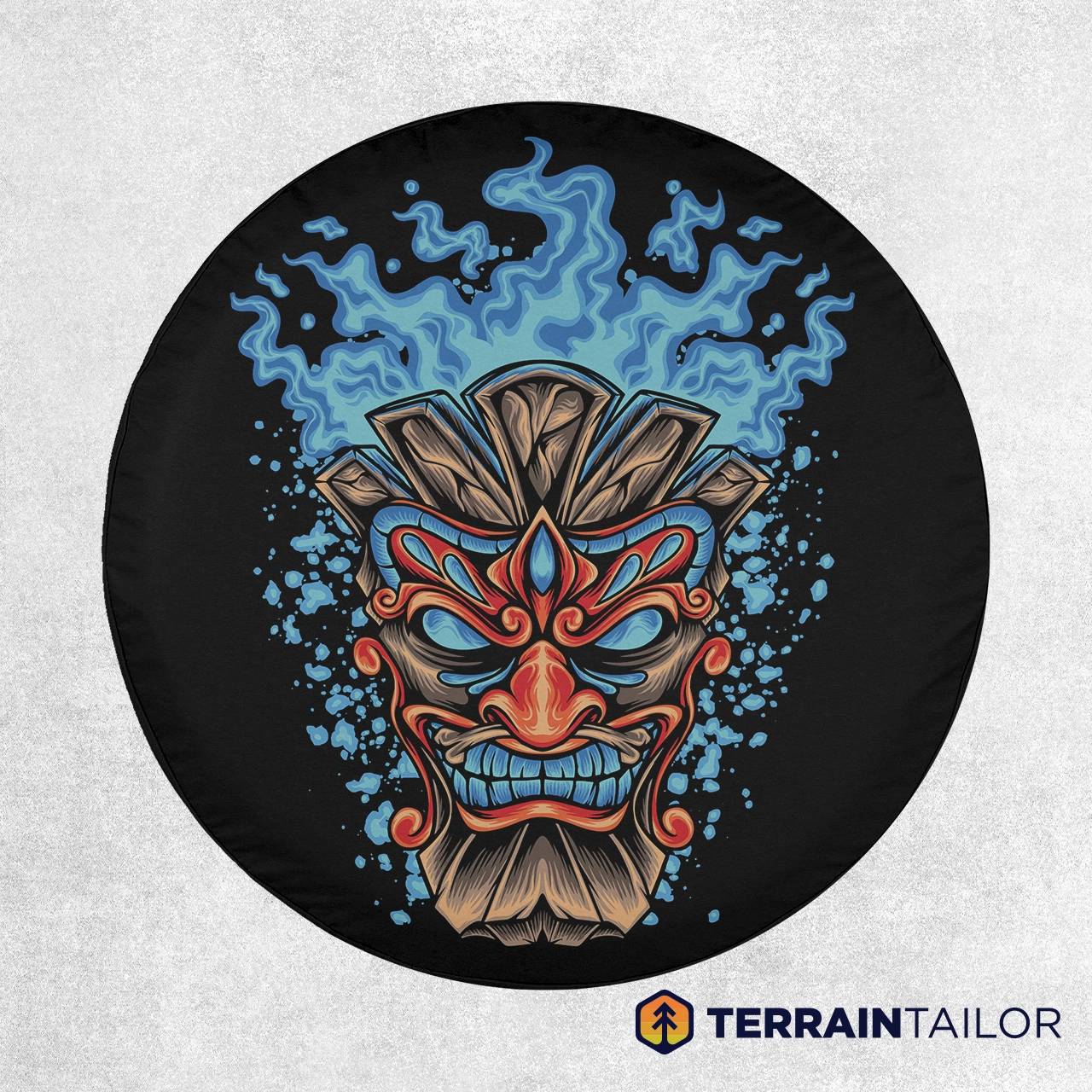 Tiki Flame Mask Spare Tire Cover