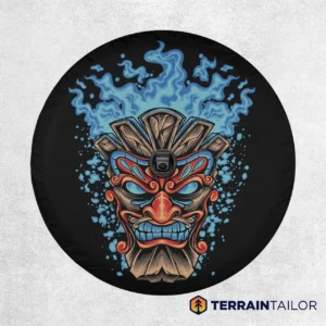 Tiki Flame Mask Spare Tire Cover