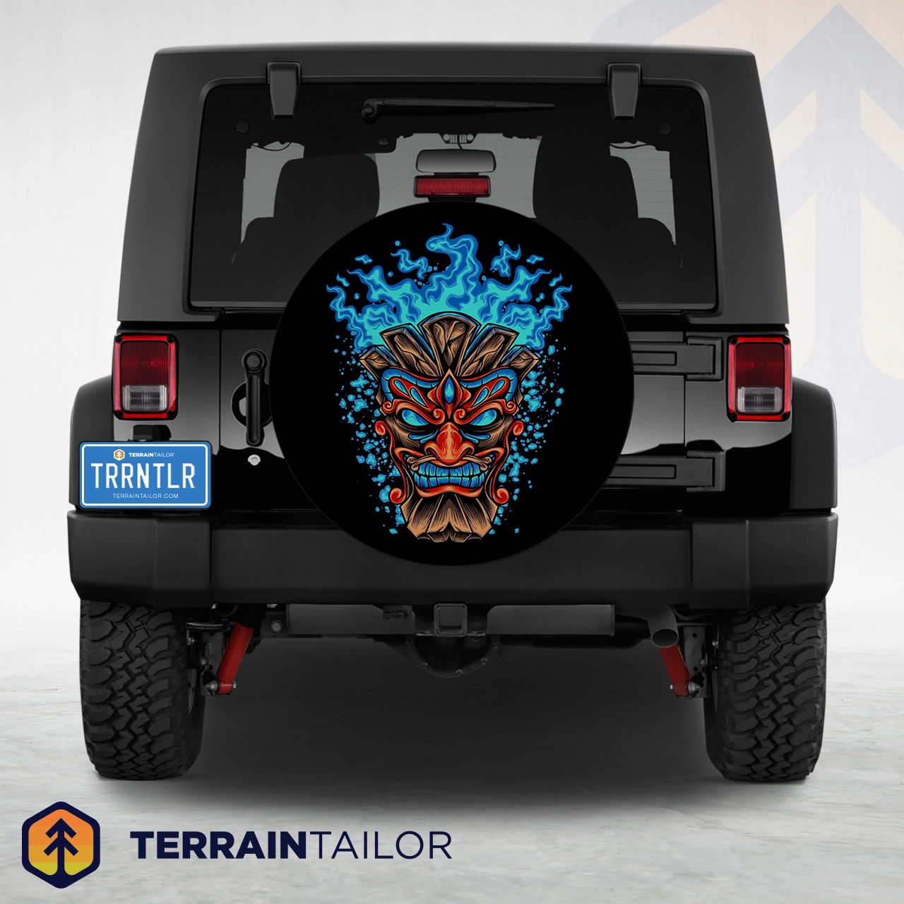Tiki Flame Mask Spare Tire Cover