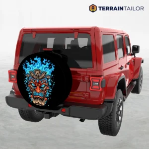 Tiki Flame Mask Spare Tire Cover