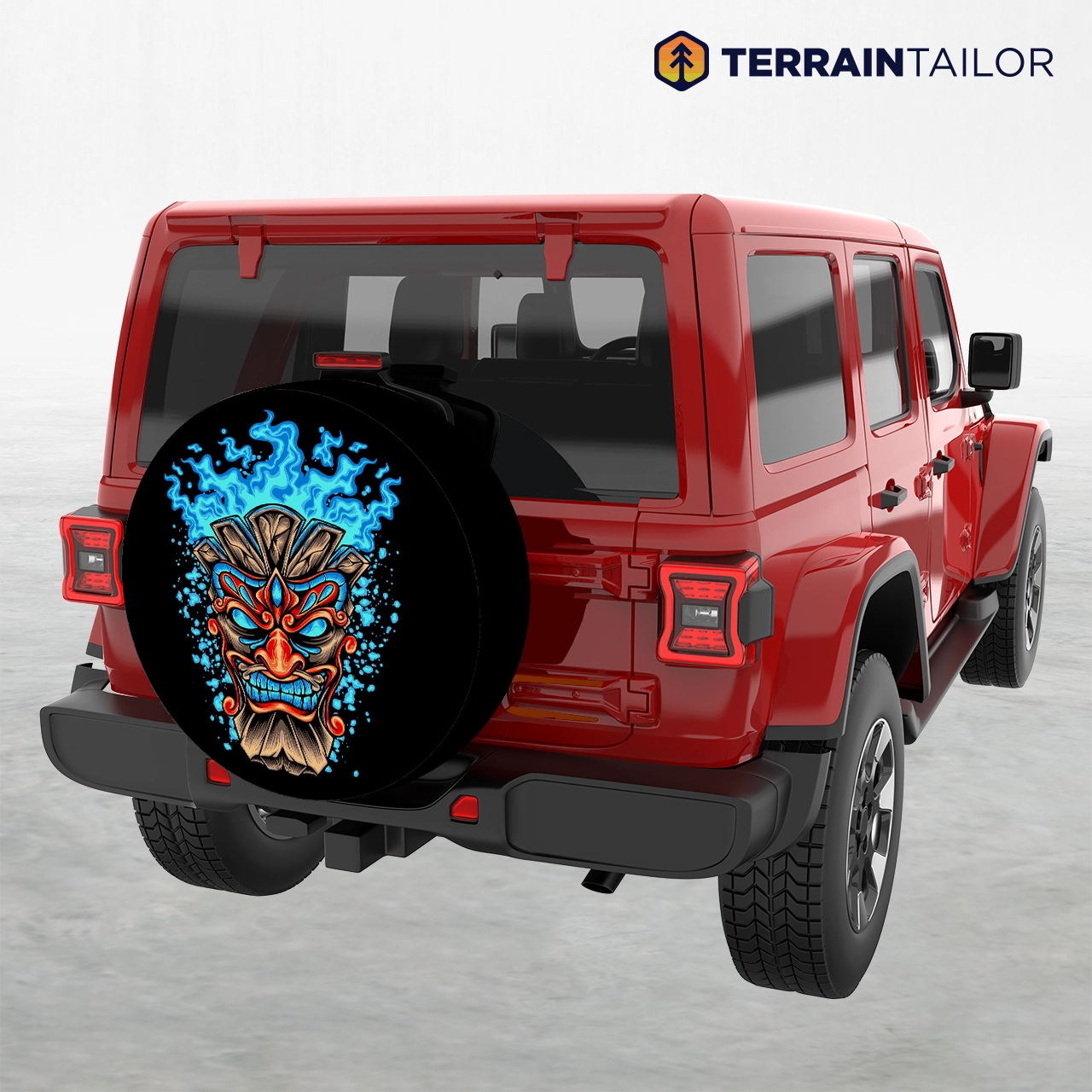 Tiki Flame Mask Spare Tire Cover