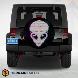 Alien Glitch Head Spare Tire Cover