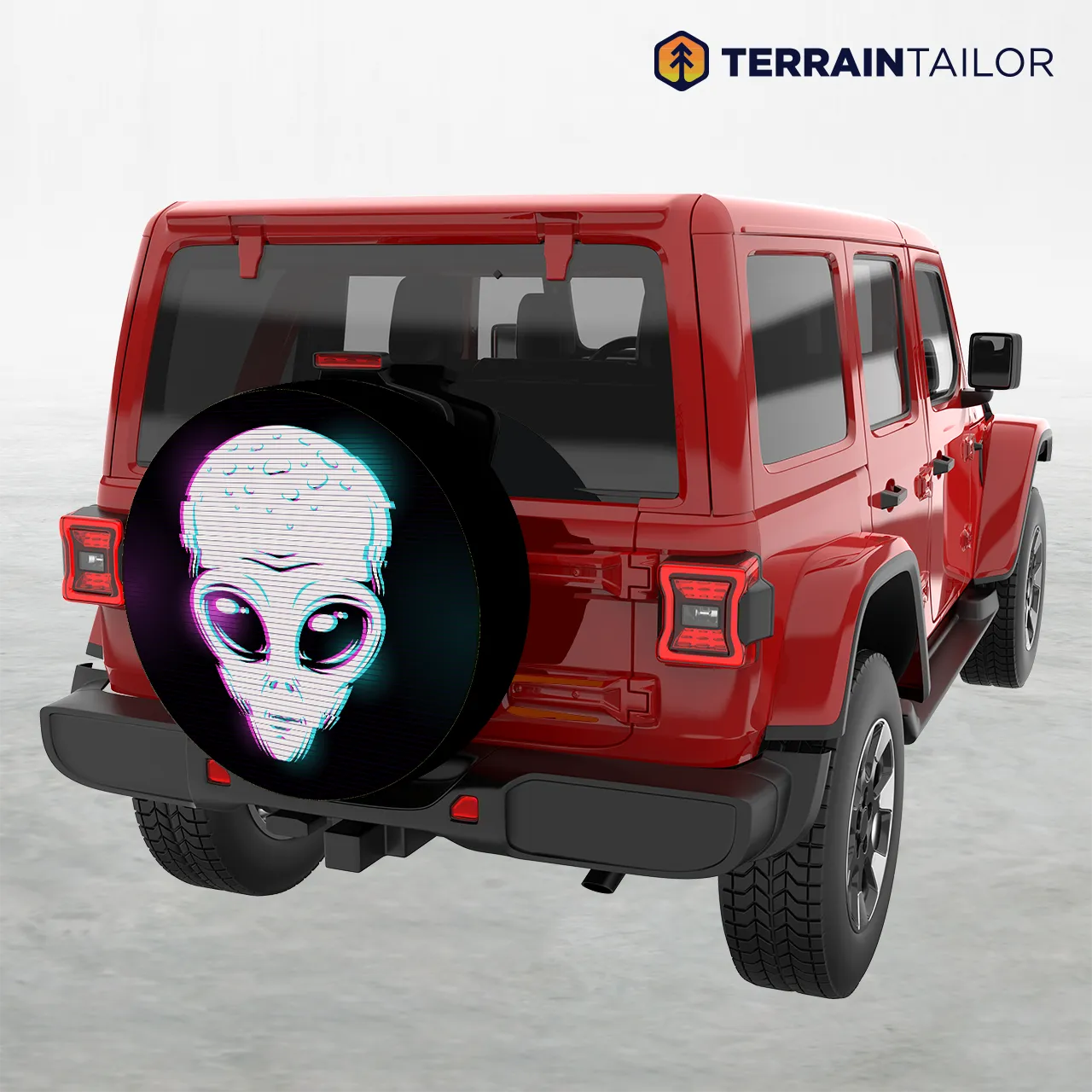 Alien Glitch Head Spare Tire Cover