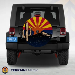 Arizona Flag Desert Landscape Spare Tire Cover