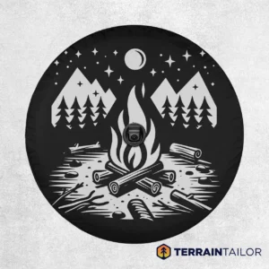 Campfire Night Scene Spare Tire Cover