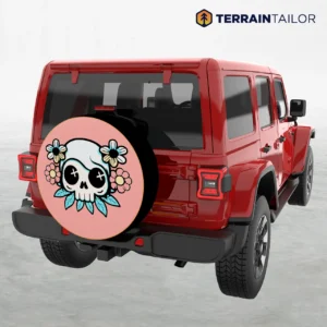 Floral Skull Charm Tire Cover