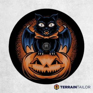 Cat & Bat Pumpkin Halloween Spare Tire Cover