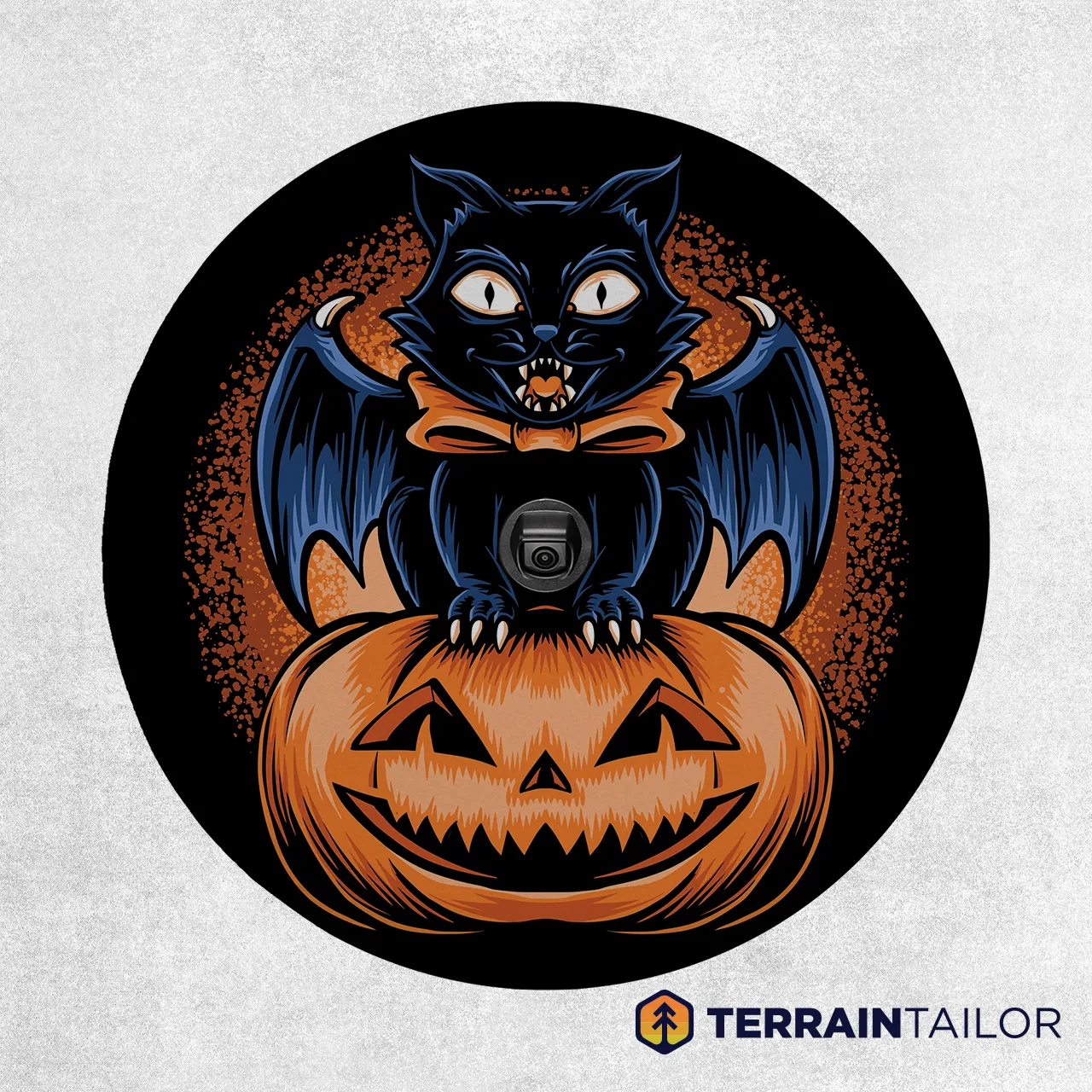 Cat & Bat Pumpkin Halloween Spare Tire Cover