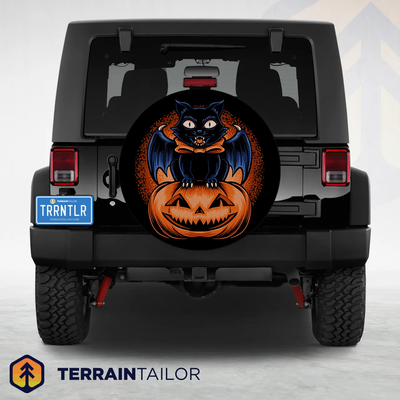Cat & Bat Pumpkin Halloween Spare Tire Cover