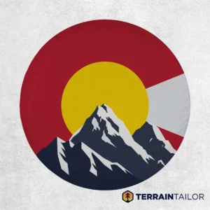 Colorado Flag Mountain Foreground Spare Tire Cover