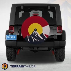 Colorado Flag Mountain Foreground Spare Tire Cover