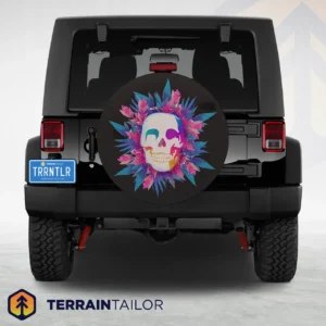 Colorburst Skull Floral Spare Tire Cover