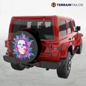 Colorburst Skull Floral Spare Tire Cover