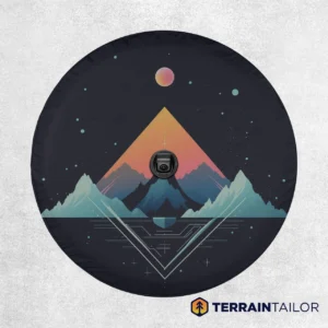 Digital Mountains with Sun Spare Tire Cover