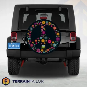 Flower Peace Sign Spare Tire Cover