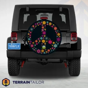 Flower Peace Sign Spare Tire Cover
