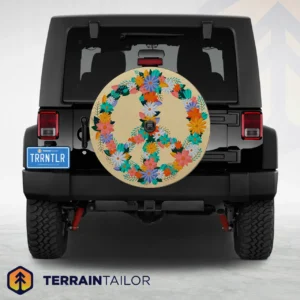 Floral Peace Symbol Spare Tire Cover