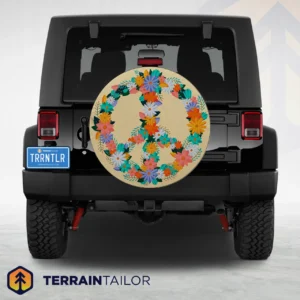 Floral Peace Symbol Spare Tire Cover