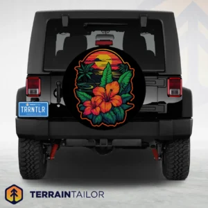 Hibiscus Sunset Spare Tire Cover