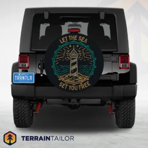Let the Sea Set You Free Lighthouse Spare Tire Cover