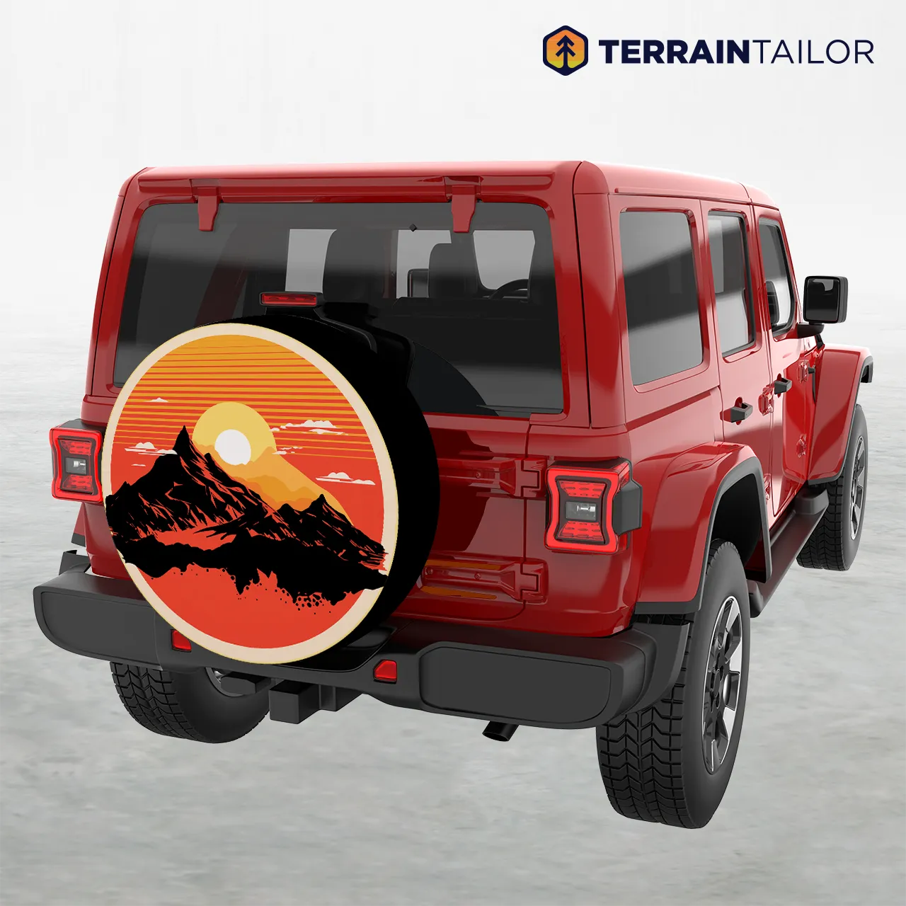 Modern Mountain Sunset Spare Tire Cover