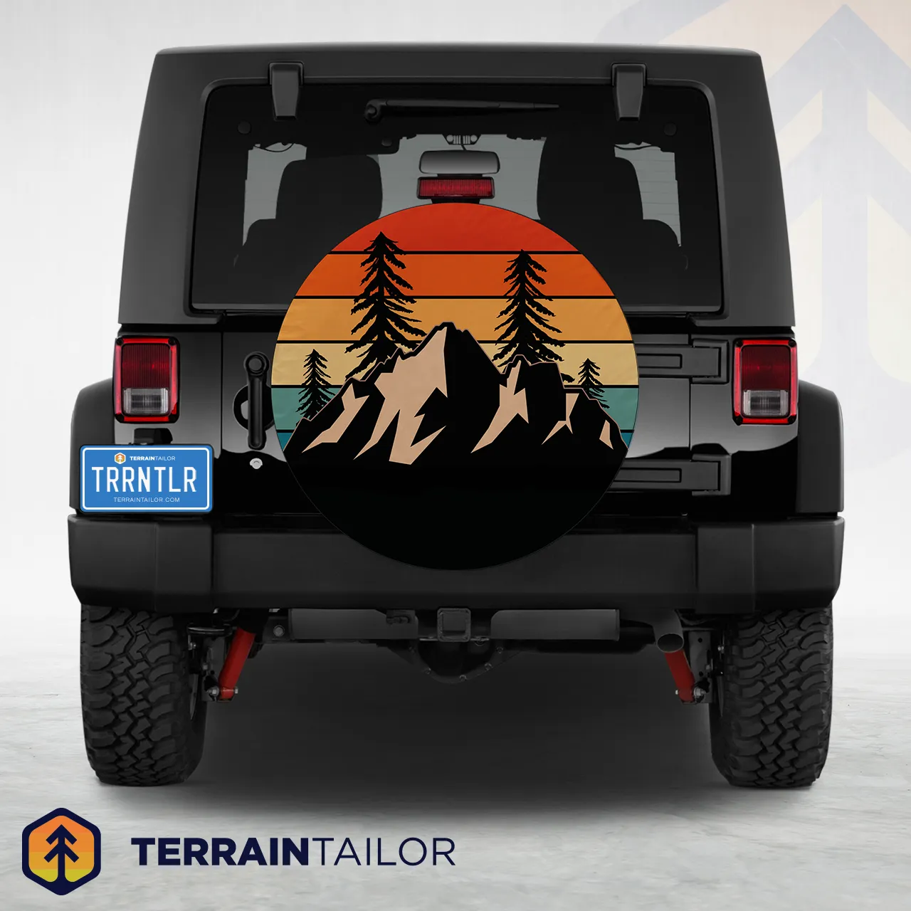 Retro Mountain Cutout Sunset Spare Tire Cover