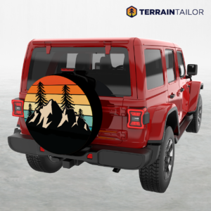 Retro Mountain Cutout Sunset Spare Tire Cover