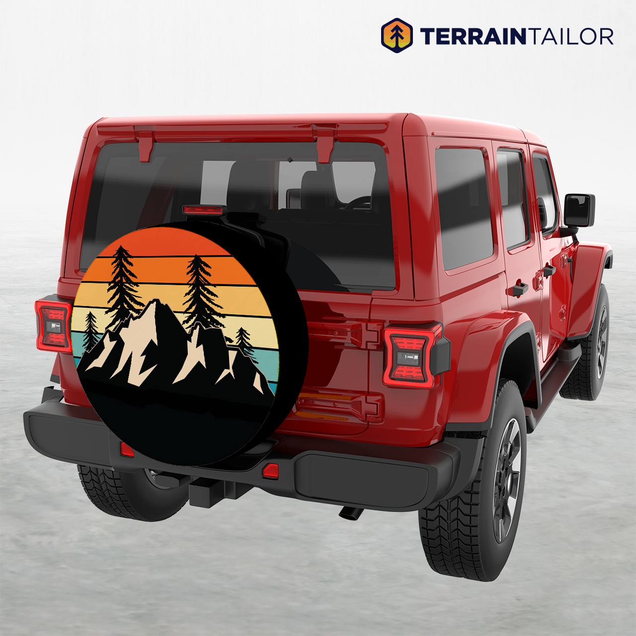 Retro Mountain Cutout Sunset Spare Tire Cover